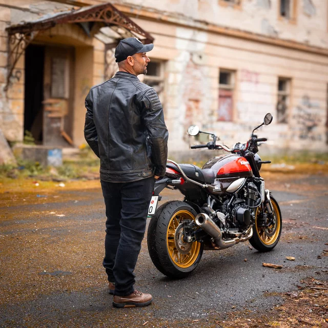 Leather Motorcycle Jacket W-TEC Mungelli EVO - vintage černo-hnědá