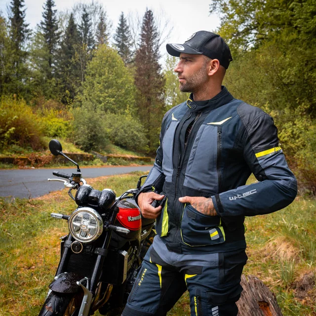 Motorcycle Jacket W-TEC Modock - černo-modro-fluo žlutá
