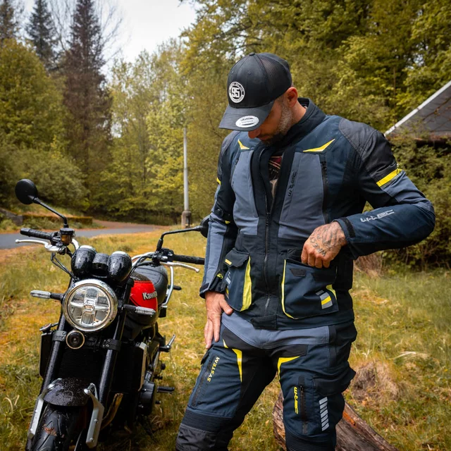Motorcycle Jacket W-TEC Modock - černo-modro-fluo žlutá