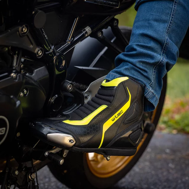 Motorcycle Boots W-TEC GlamCE - Black-Fluo Yellow