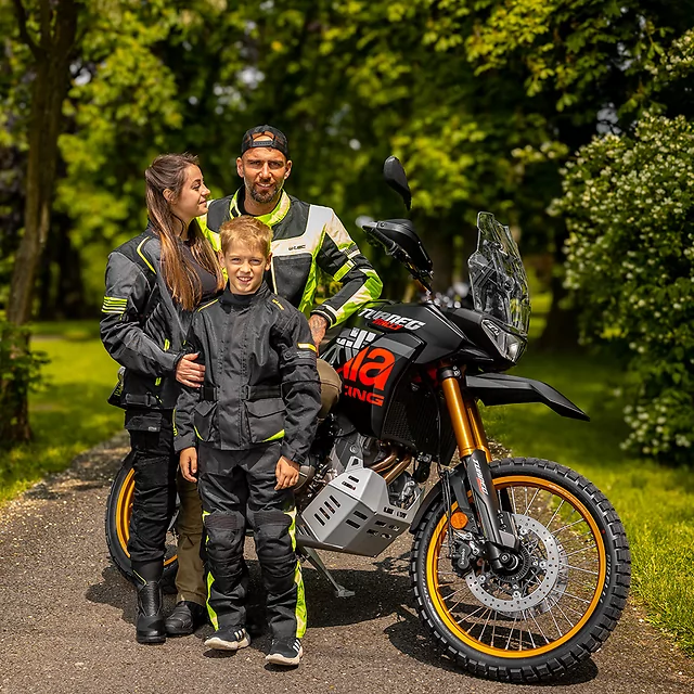 Adjustable Children’s Motorcycle Jacket W-TEC Pinapoco - Black-Fluo