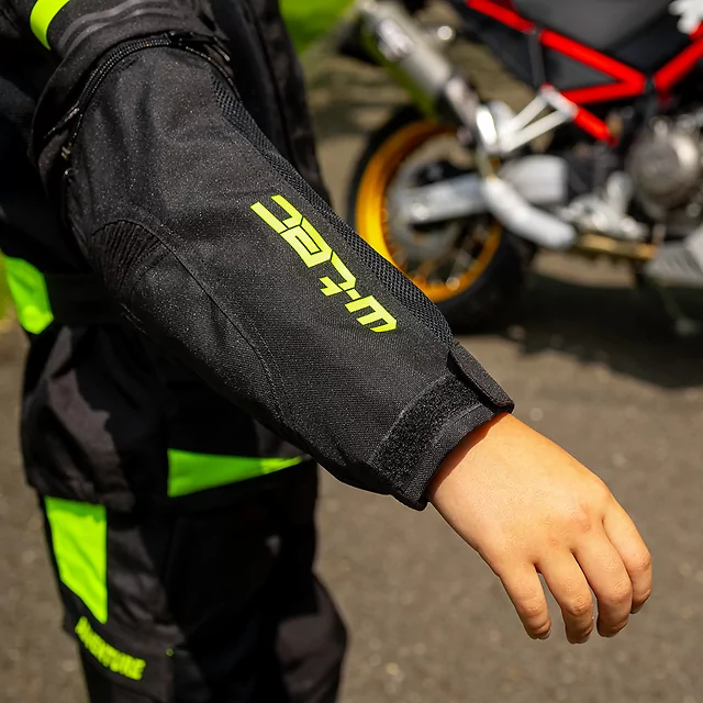 Adjustable Children’s Motorcycle Jacket W-TEC Pinapoco - Black-Fluo
