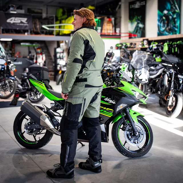 Touring Motorcycle Jacket W-TEC Karmal - černo-olivově zelená