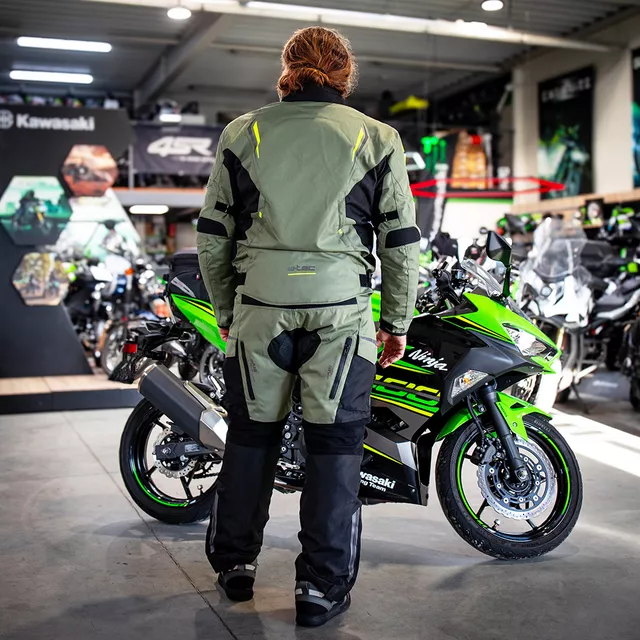 Touring Motorcycle Jacket W-TEC Karmal - černo-olivově zelená