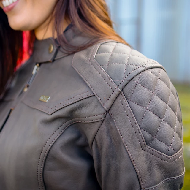 Women’s Leather Motorcycle Jacket W-TEC Kaika - Brown