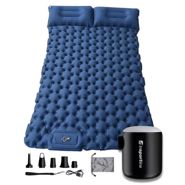 Inflatable Sleeping Pad for Two w/ Mini Pump inSPORTline Faustea 192 x 125 x 8 cm