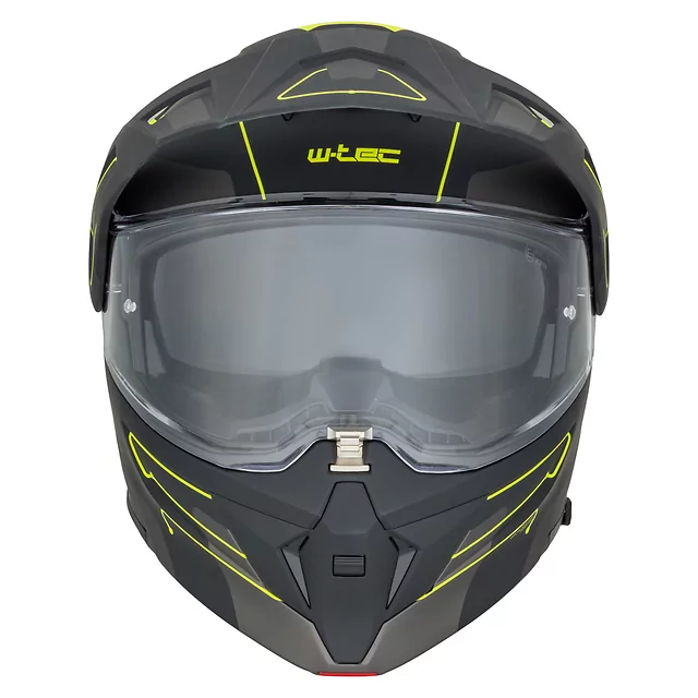 3-in-1 Flip-Up Motorcycle Helmet W-TEC Neovu Graphic - Black-Fluo