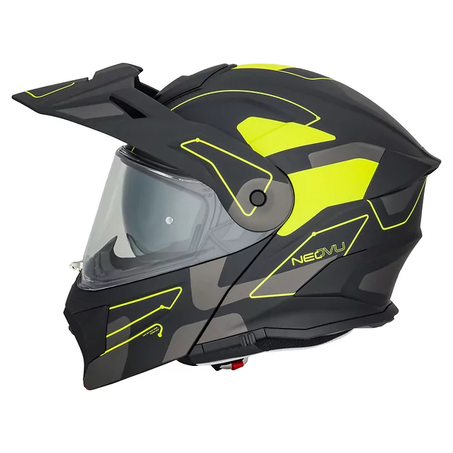 3-in-1 Flip-Up Motorcycle Helmet W-TEC Neovu Graphic - Black-Fluo