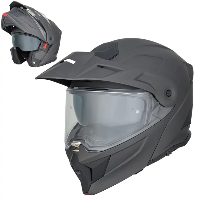 3-in-1 Flip-Up Motorcycle Helmet W-TEC Neovu - Grey - Grey
