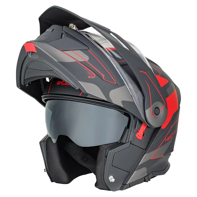 3-in-1 Flip-Up Motorcycle Helmet W-TEC Neovu Graphic - Black-Fluo