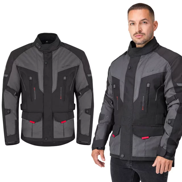 Men’s Motorcycle Jacket W-TEC Xeniaq - Black-Grey - Black-Grey