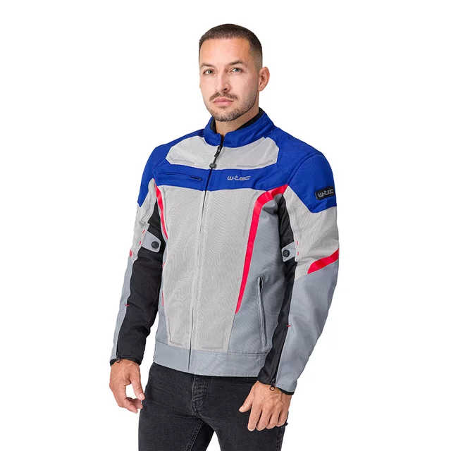 Men’s Summer Motorcycle Jacket W-TEC Mirelio - šedo-modro-červená