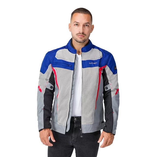 Men’s Summer Motorcycle Jacket W-TEC Mirelio - šedo-modro-červená