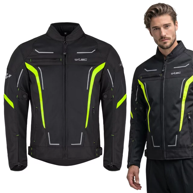 Men’s Summer Motorcycle Jacket W-TEC Mirelio - Black-Grey - Black-Fluo
