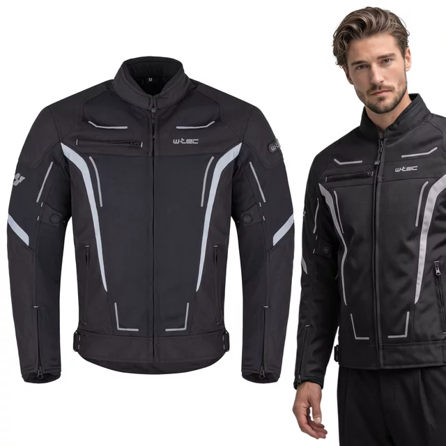 Men’s Summer Motorcycle Jacket W-TEC Mirelio - Black-Fluo - Black-Grey