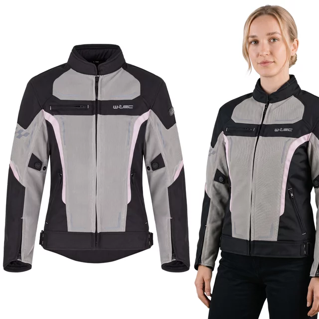 Women’s Summer Motorcycle Jacket W-TEC Mirelia - Black-Grey - černo-šedo-růžová
