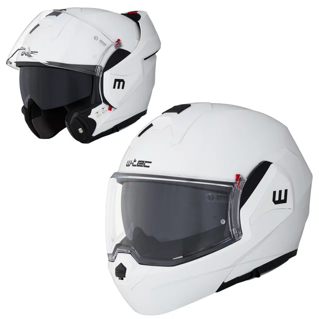 Flip-Up Motorcycle Helmet W-TEC Sabron P/J - Black Matt - White