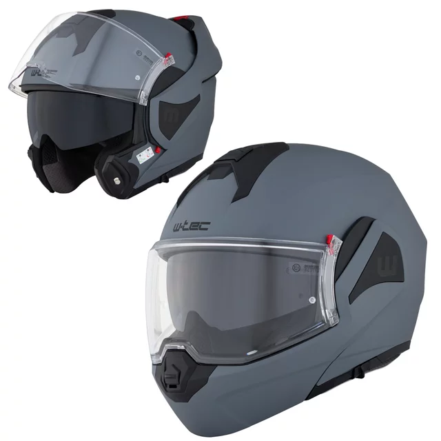 Flip-Up Motorcycle Helmet W-TEC Sabron P/J - Black Matt - Nardo Grey