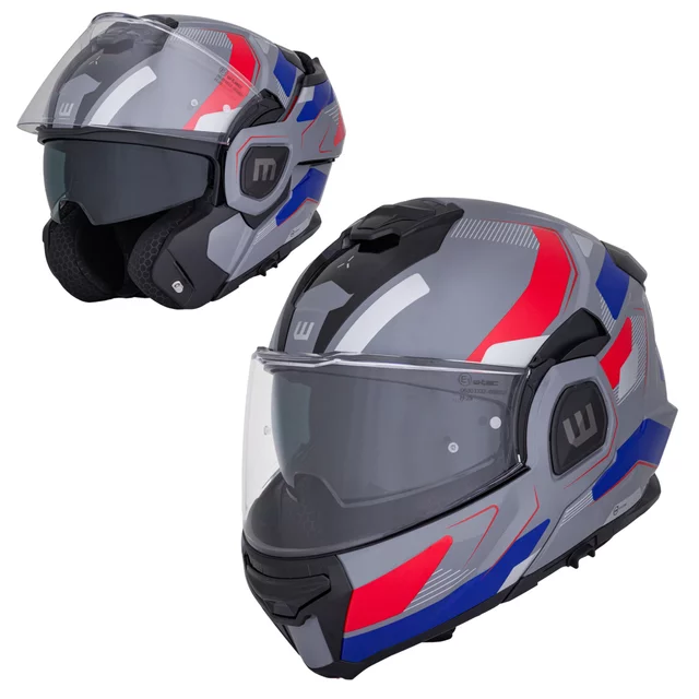 Flip-Up Motorcycle Helmet W-TEC Zoroz P/J - Matt Black-Fluo Pink - Glossy Tricolor