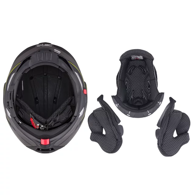 Flip-Up Motorcycle Helmet W-TEC Zoroz P/J - Matt Black-Fluo Pink