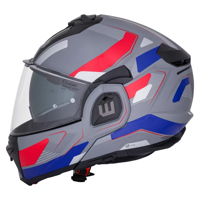 Flip-Up Motorcycle Helmet W-TEC Zoroz P/J - Matt Black-Fluo Pink