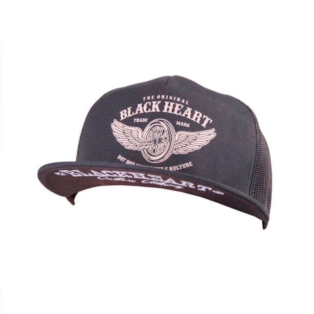 Snapback Hat BLACK HEART Wings Trucker - Black