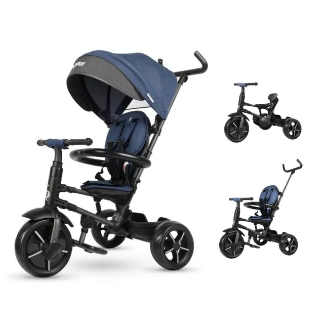 Children’s Tricycle w/ Push Handle QPlay Rito Star - Black - Blue