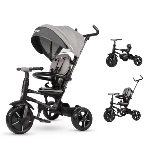 Children’s Tricycle w/ Push Handle QPlay Rito Star - Black - Grey