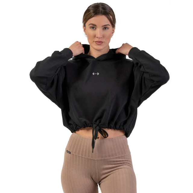 Oversized Crop Hoodie Nebbia Iconic 421 - Black - Black