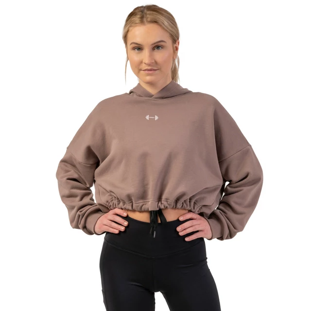 Oversized Crop Hoodie Nebbia Iconic 421 - Black - Brown