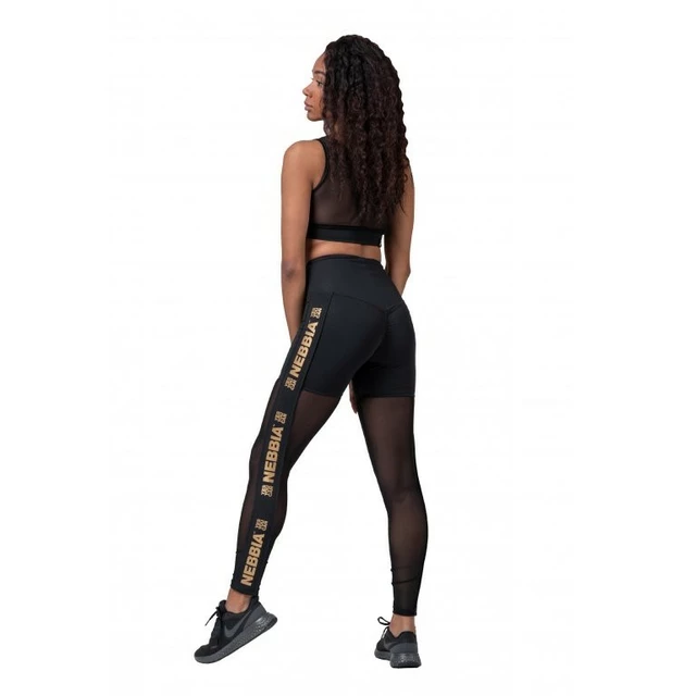 Women’s Leggings Nebbia Gold Mesh 829 - Black