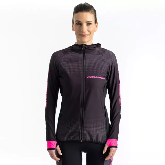 Women’s Hoodie CRUSSIS CSW-099 - Black-Pink