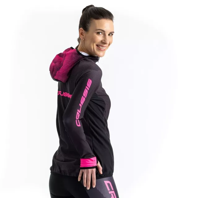 Women’s Hoodie CRUSSIS CSW-099 - Black-Pink