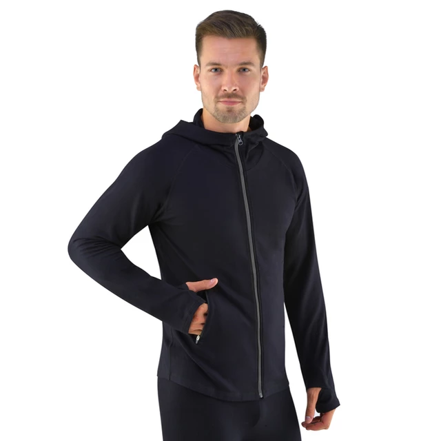 Unisex Long-Sleeved Hoodie ECO Bamboo Sport - Black - Black