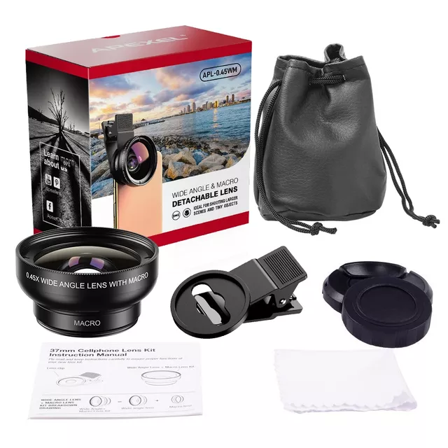 2-in-1 Lens Set Apexel – 0.45x Wide-Angle & 12.5x Macro