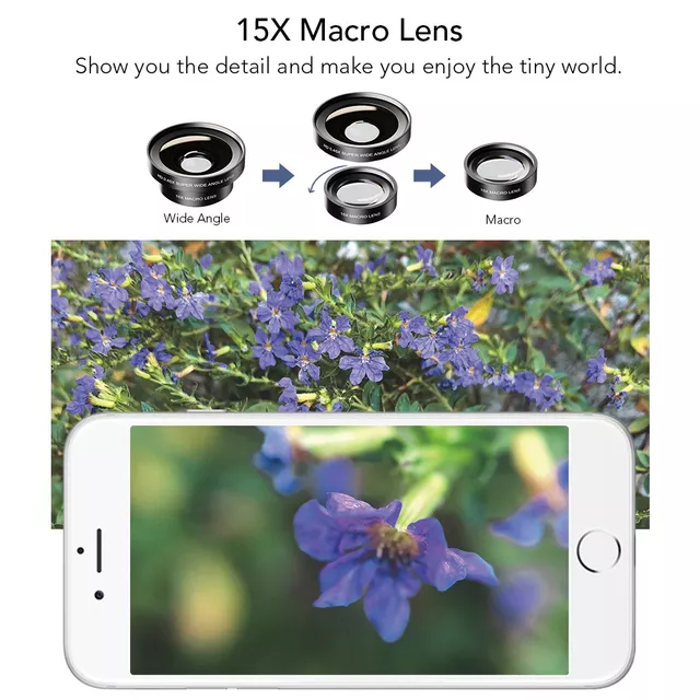 2-in-1 Lens Set Apexel – 0.45x Wide-Angle & 12.5x Macro