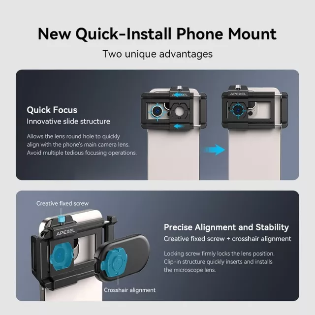 200x Smartphone Microscope Lens Apexel w/ LED and UV Light