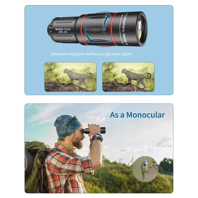 6-in-1 Lens Set Apexel – 18x Telephoto Lenses w/ Tripod & Bluetooth Shutter