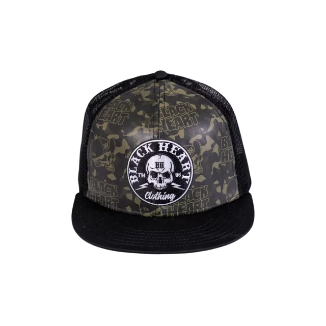 Snapback Hat BLACK HEART Bastard Skull Trucker - Khaki-Black - Khaki-Black