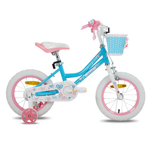 Children’s Bike Joystar Angel 14” w/ Basket & Training Wheels • 91 – 119 cm - Pink - Blue