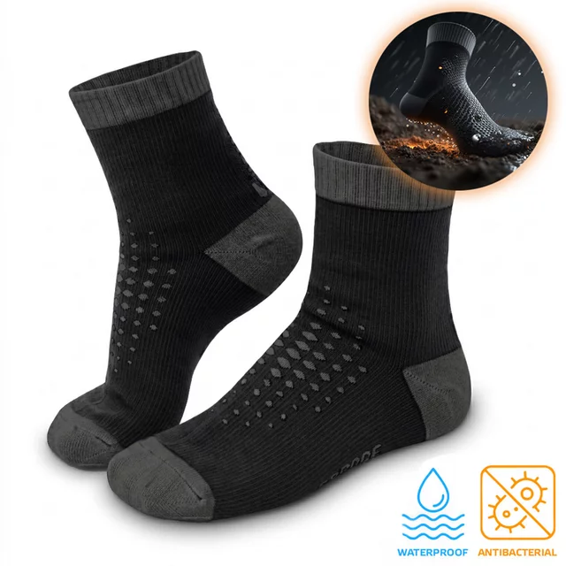 Waterproof Bamboo Ankle Socks inSPORTline Pantris AG+ Antibacterial - Black - Black