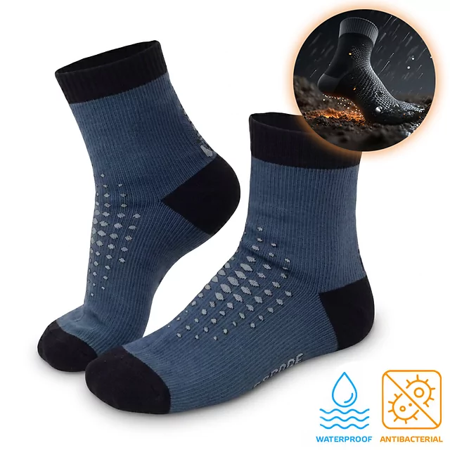 Waterproof Bamboo Ankle Socks inSPORTline Pantris AG+ Antibacterial - Black - Blue