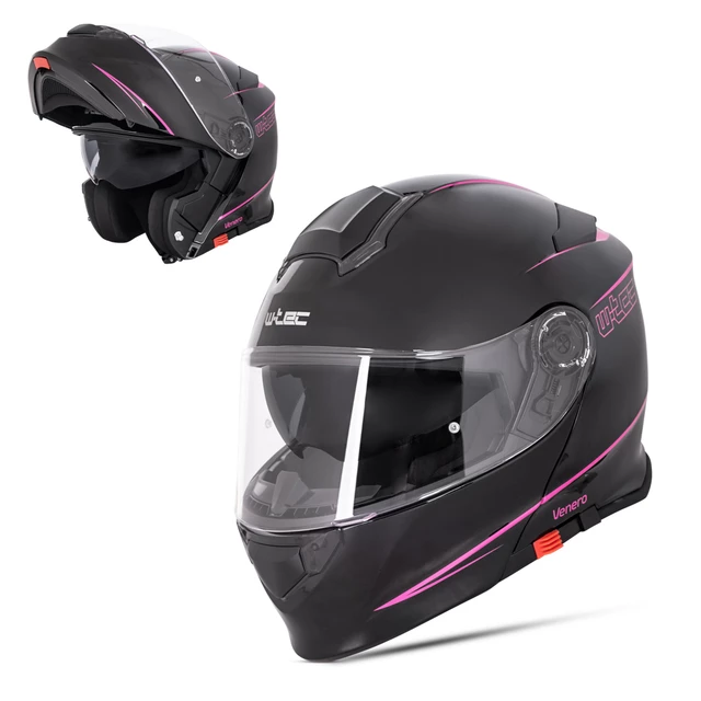 Flip-Up Motorcycle Helmet W-TEC Venero - Glossy Black-Gold - Rosanero