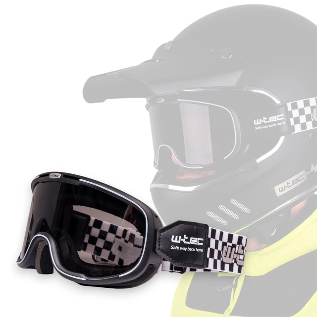 Vintage Motorcycle Goggles W-TEC Chesster - šachovnice - šachovnice