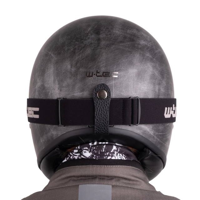 Motorcycle Helmet W-TEC Retron w/ Chesster Goggles - Striped Silver