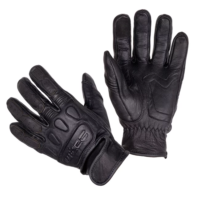 Leather Motorcycle Gloves W-TEC Cherton II - Black - Black