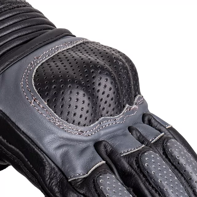 Leather Motorcycle Gloves W-TEC Boldron - Black-Grey