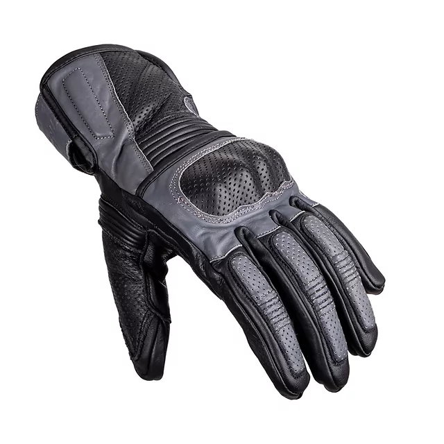 Leather Motorcycle Gloves W-TEC Boldron - Black-Grey