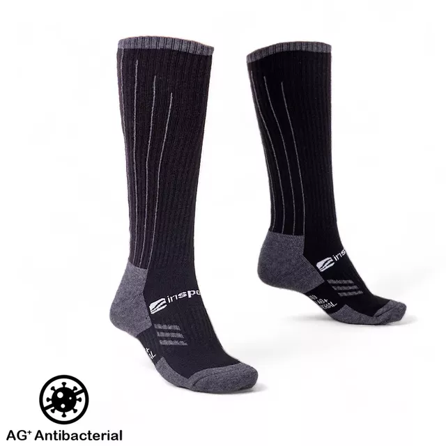 Merino Knee-Socks inSPORTline Meritic Ski AG+ Antibacterial - Black-Grey - Black-Grey
