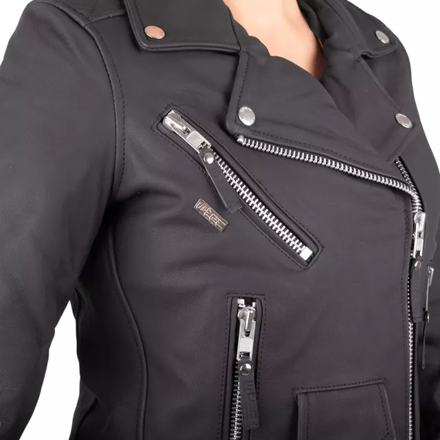 Women’s Leather Motorcycle Jacket W-TEC Brinea - Matte Black